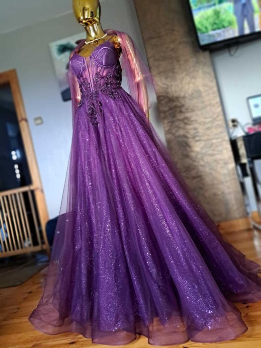 Piękna suknia na studniówkę Paradis Glamour Obergine R34Polski produce