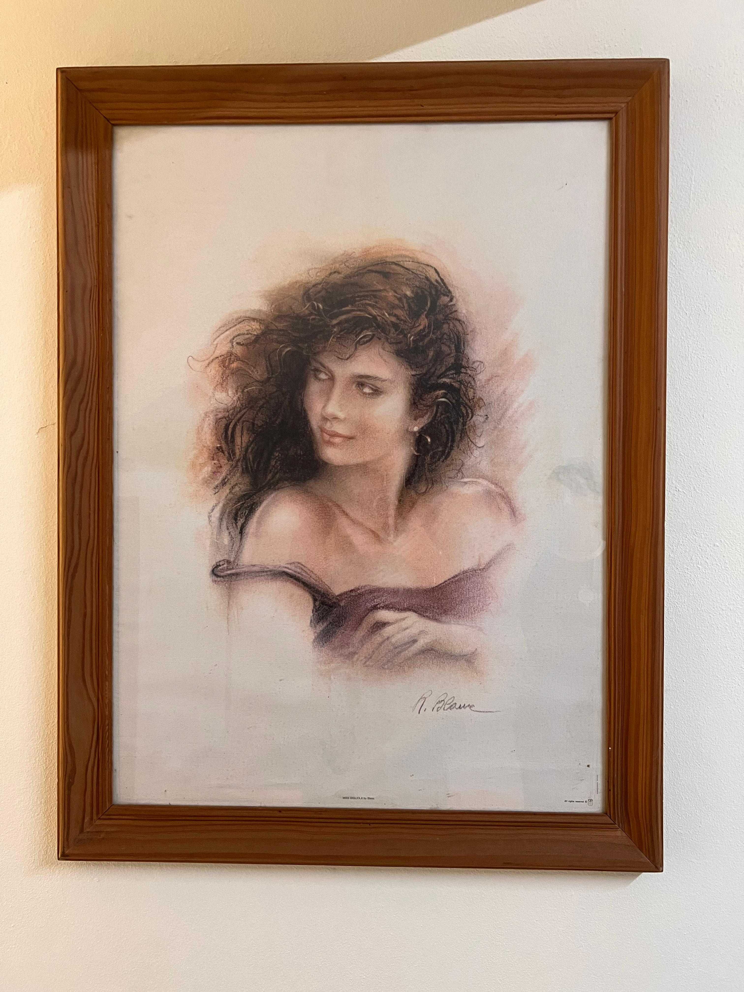 Quadro com moldura em madeira