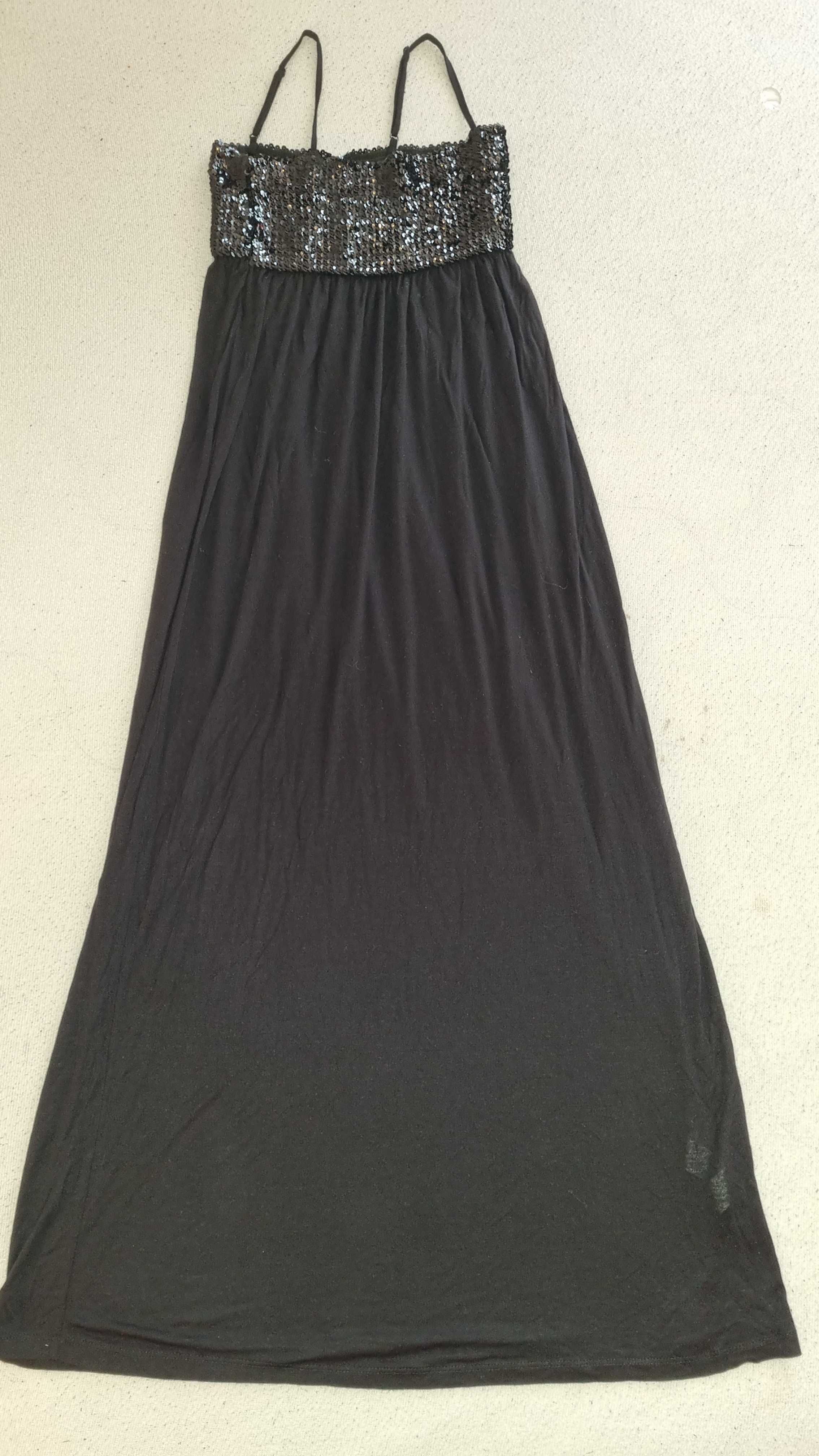 Czarna długa sukienka na ramiączka Reserved roz. M