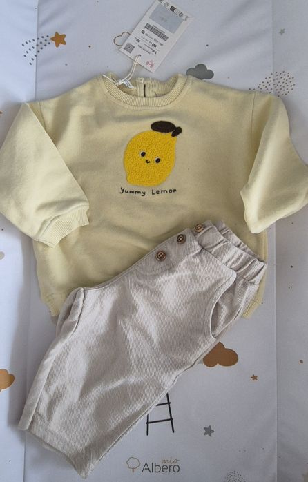 ZARA bluza spodnie cytrynka lemon nowy komplet 68