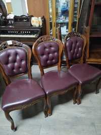 Komplet 4 pięknych krzeseł krzesła skórzane barokowe stylowe FV DOWÓZ