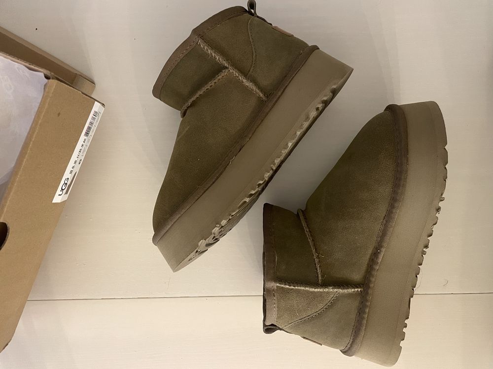 Ugg khaki classic ultra mini platform boot