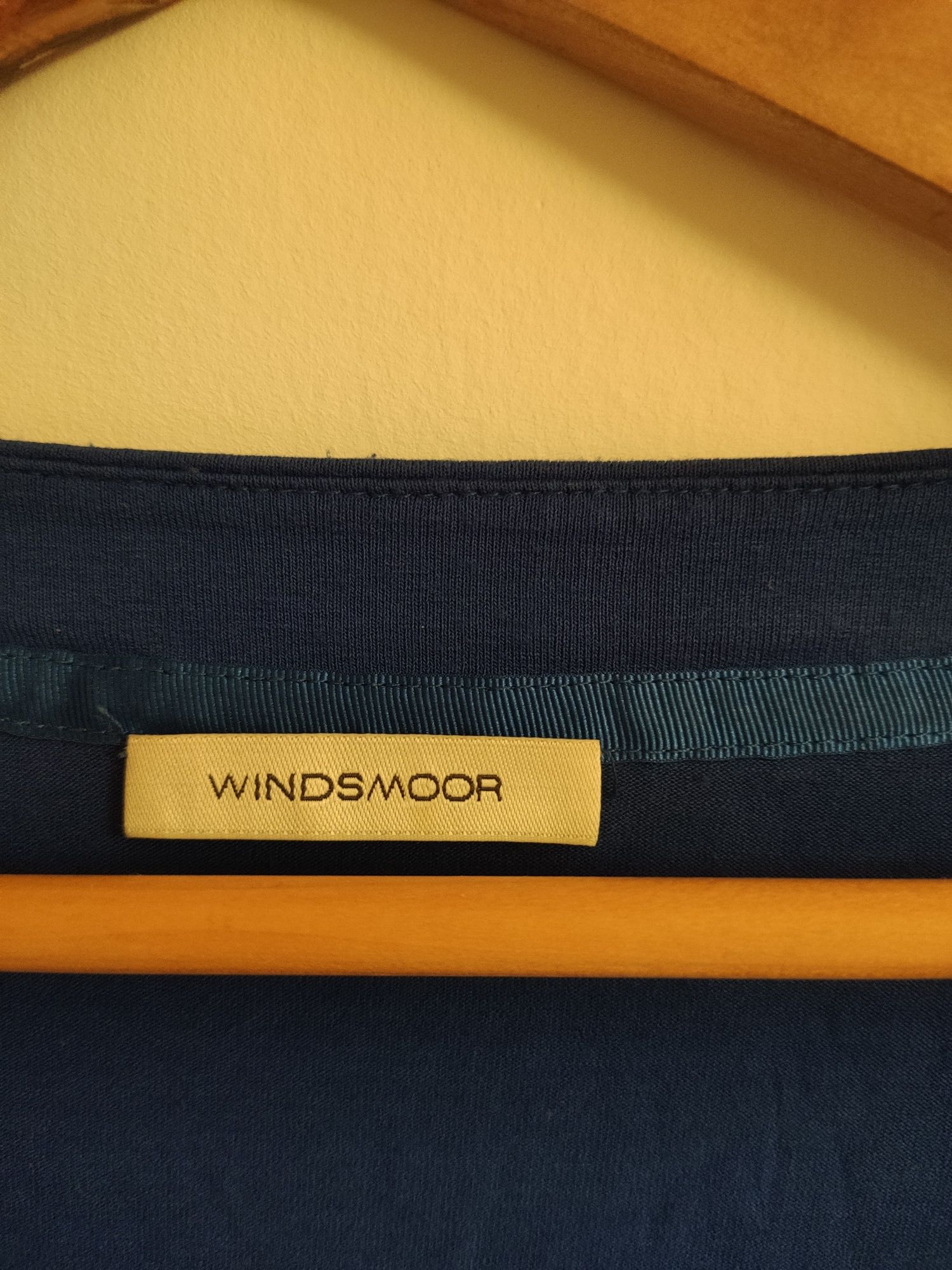 Kobaltowa bluzka rękaw 3/4 windsmoor xl xxl 42 44 wiskoza