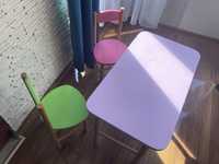 Stolik dla dzieci drewniany różowy krzesełka zabaw