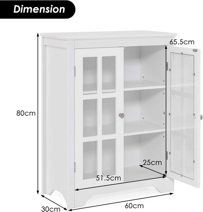 Nowoczesna szafka z witryną i regulowanymi półkami