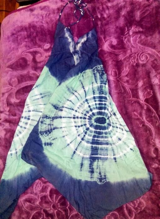 asymetryczna sukienka miętowa maxi granatowa turkusowa cieniowana