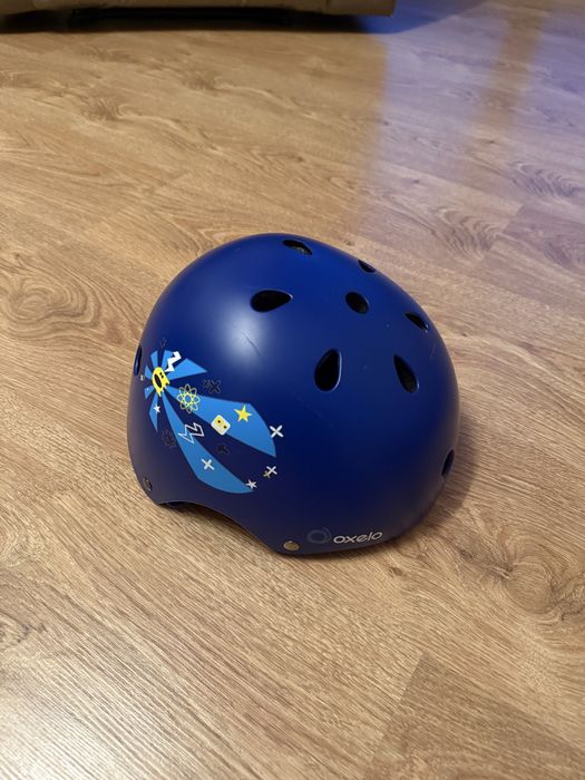 Kask dziecięcy regulowany na rolki, deskorolkę, rower niebieski Oxelo