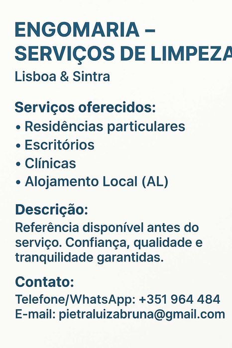 Ofereço serviço  de limpeza(aos fins de semana)