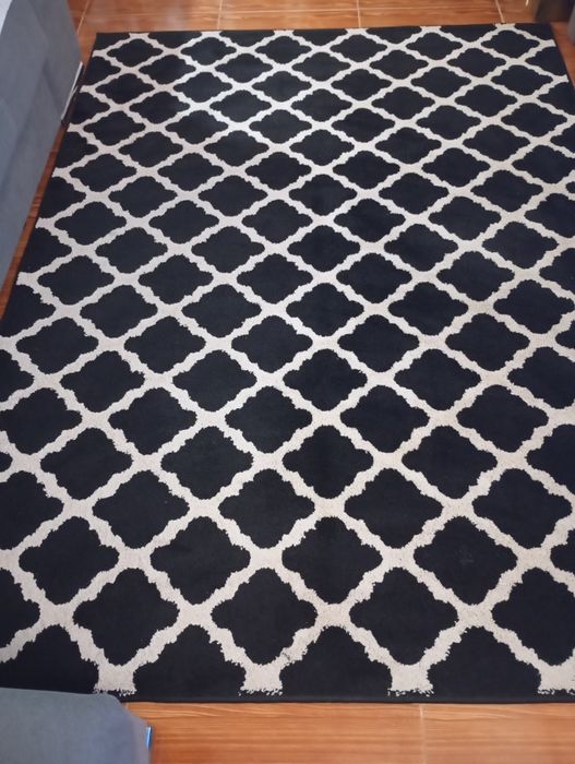 Tapete de sala preto e branco 1,42x1,90