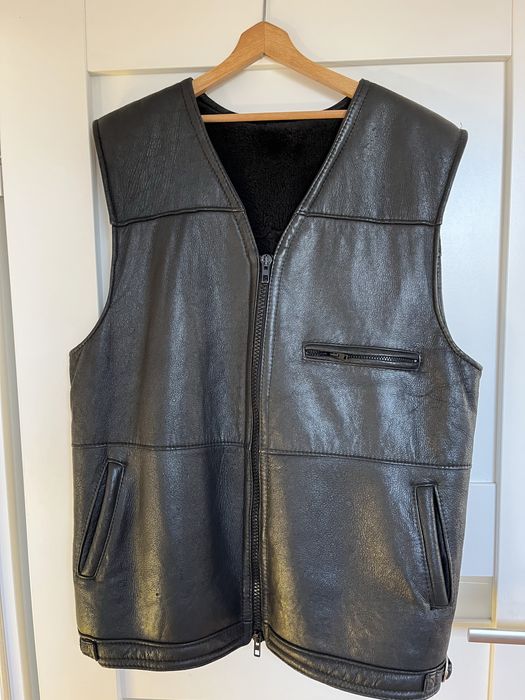 Kamizelka skorzana kożuch bezrekawnik XL