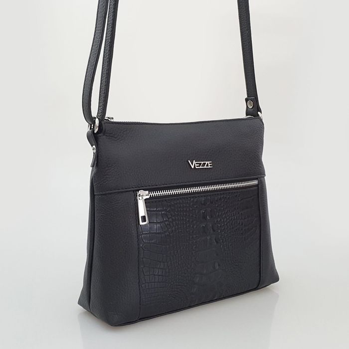 VEZZE torebka damska skórzana listonoszka z paskiem V022 różowa