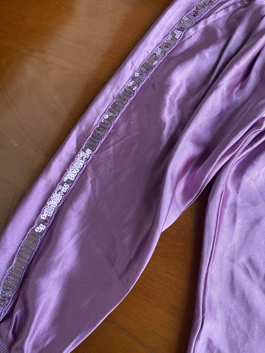 Calças roxas cetim com lantejolas liu.jo baby 3 anos