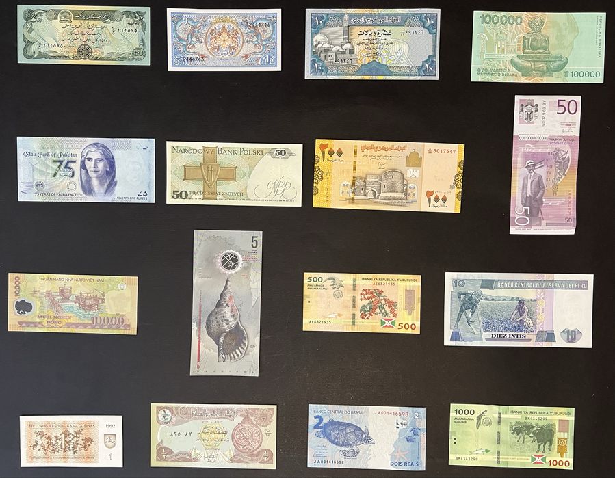 Банкноти купюри країн світу від 50 до 100 грн