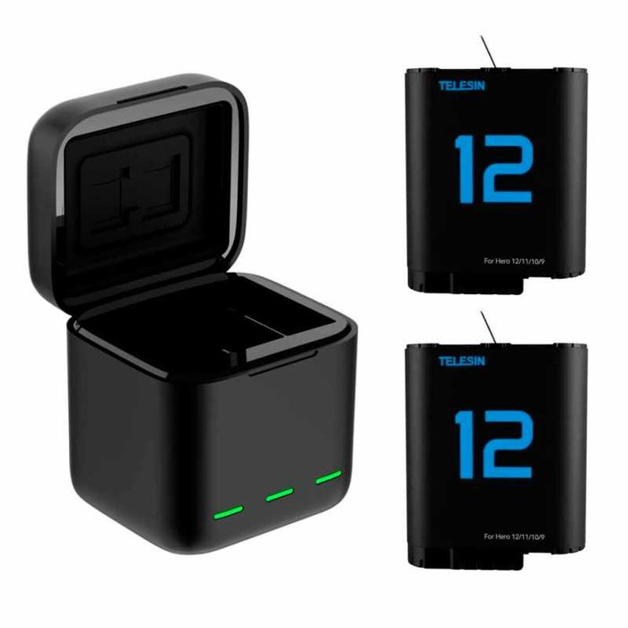 Telesin оригінал Комплект 2 акумулятори і зарядне для GoPro 12 11 10 9