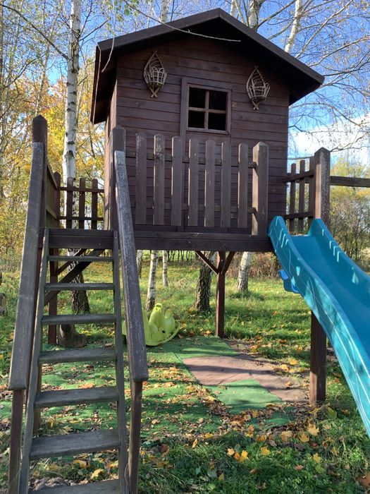 Drewniany domek-plac zabaw dla dzieci -duży