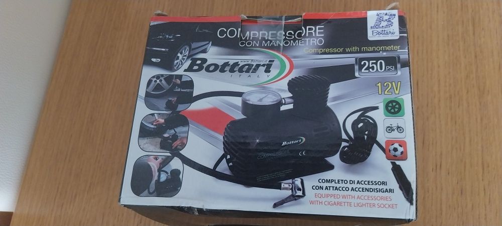 Compressor com manómetro Bottari 250PSI 12V