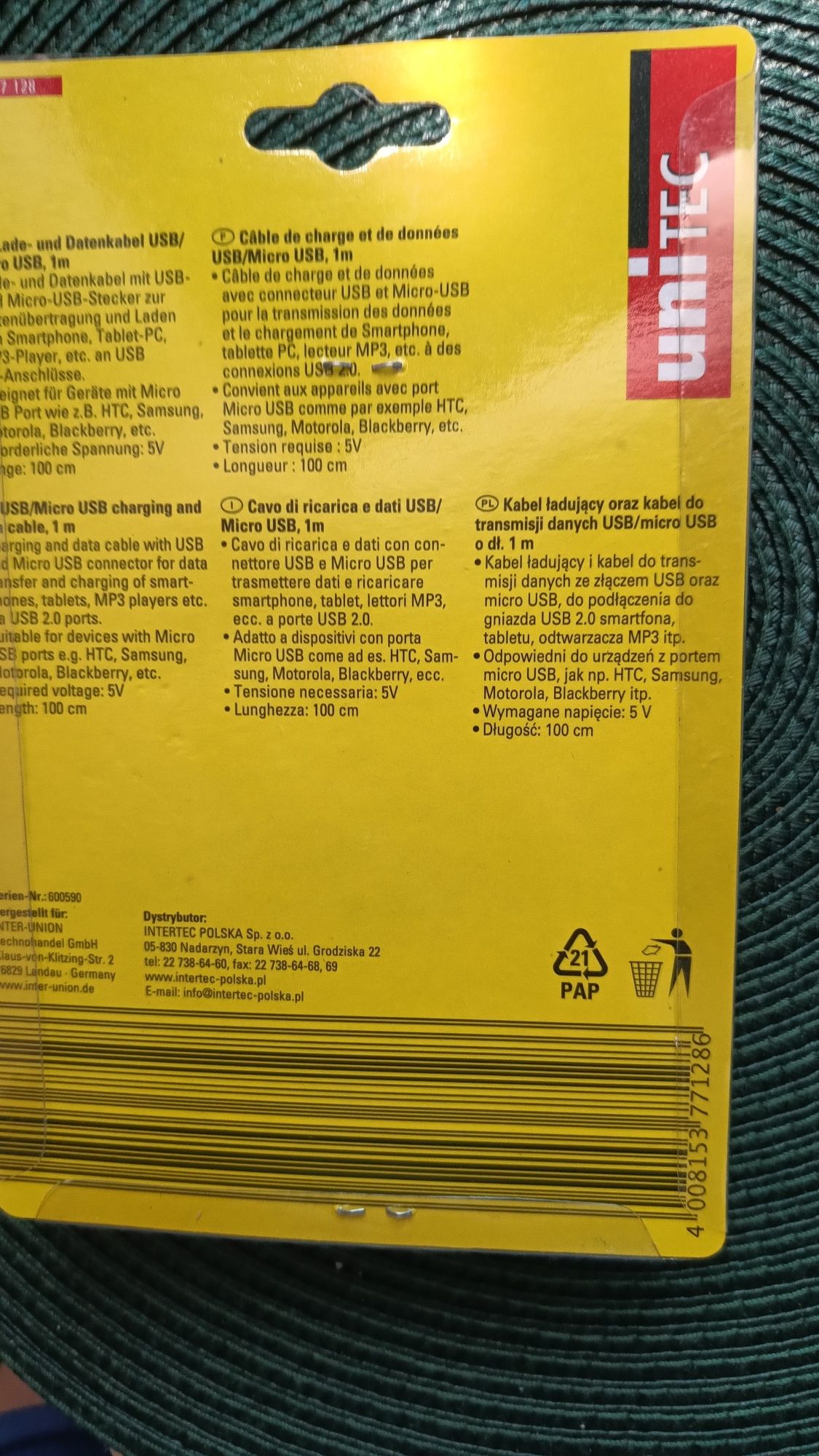 Kabel USB/micro USB długość 1m