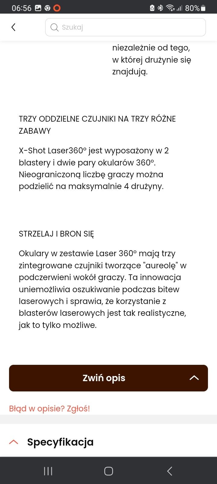 Pistolet laserowy  zuru xshot laser 360° 2 sztuki