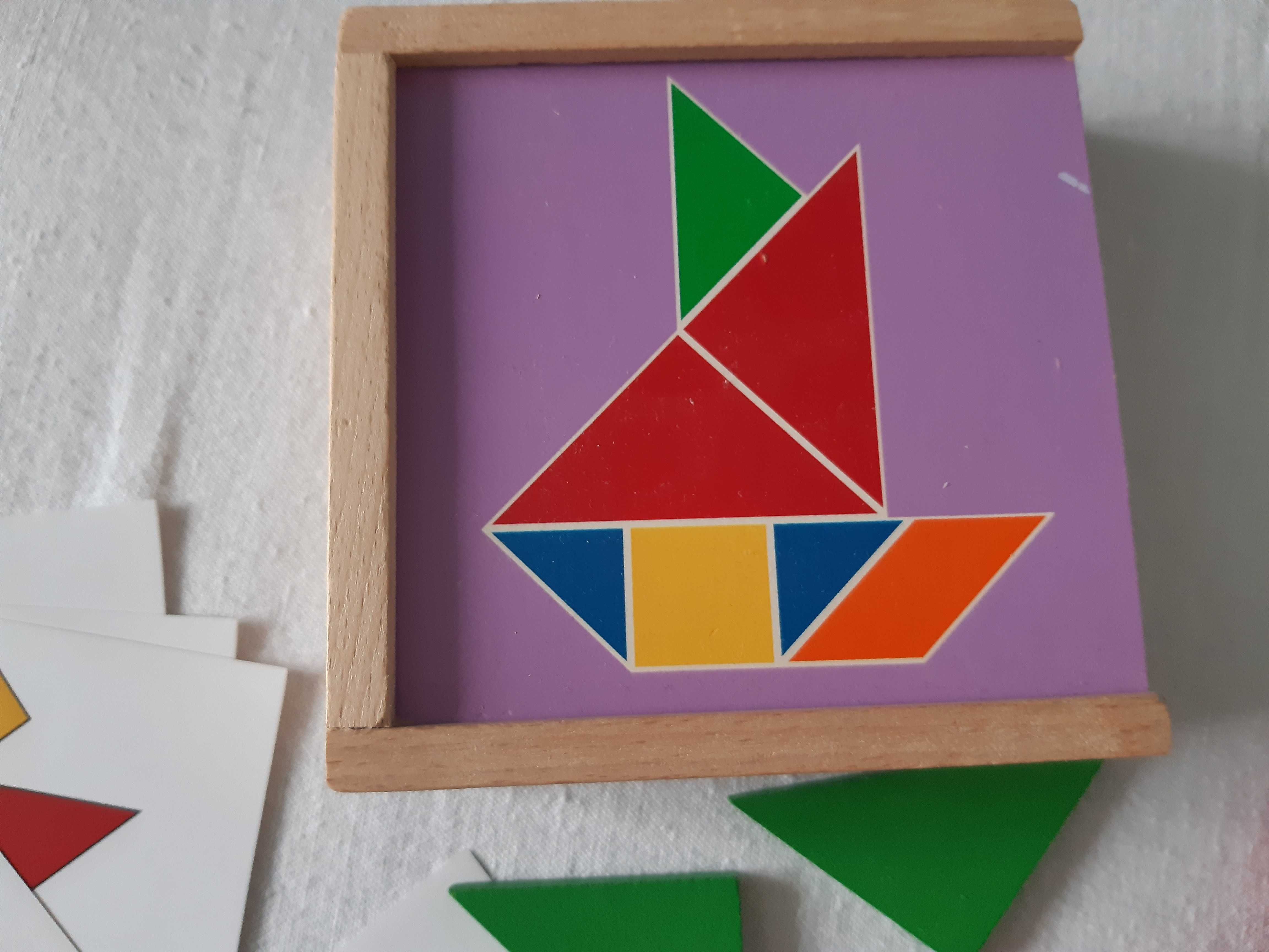 Drewniane puzzle z układanką - 15 kart, 32 części