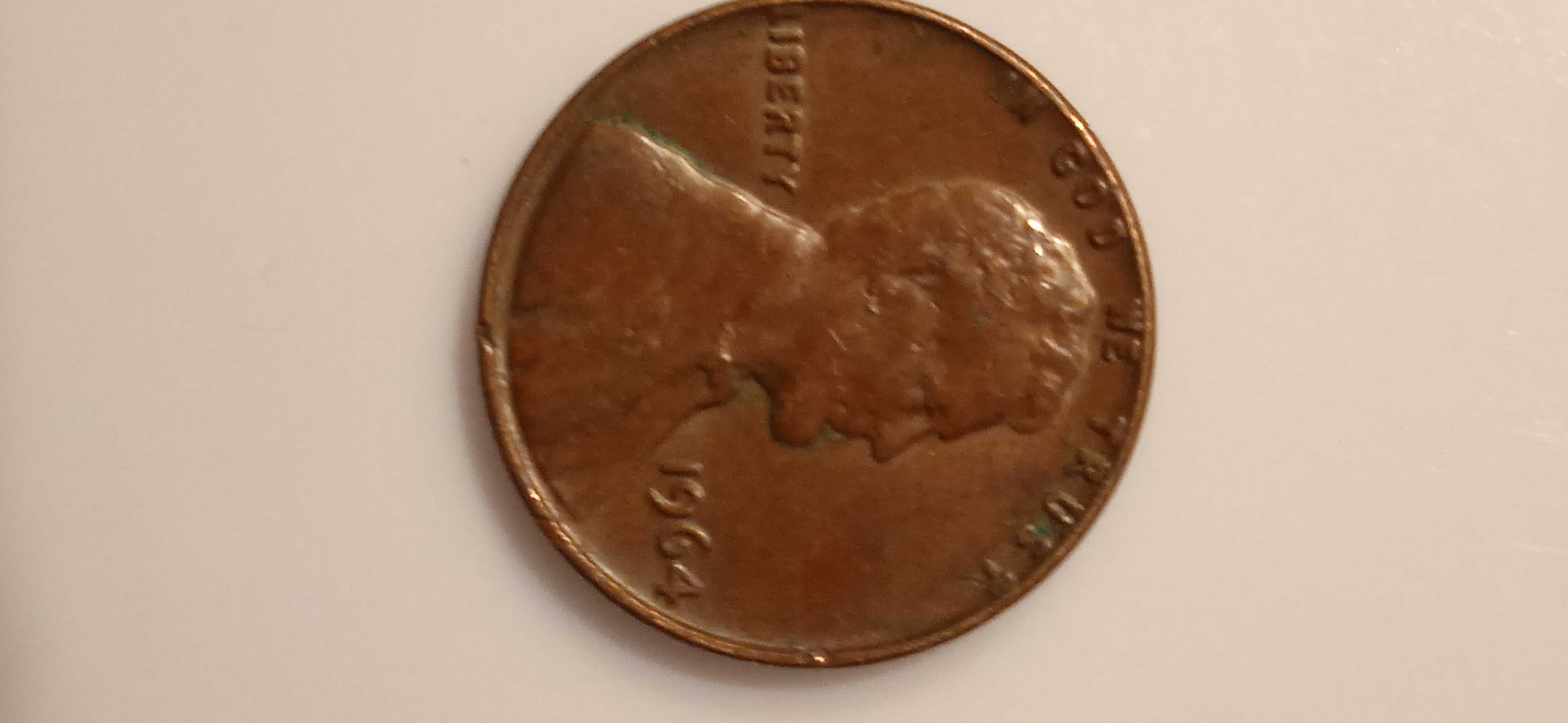 Монета Liberty one cent 1964 года перевертыш