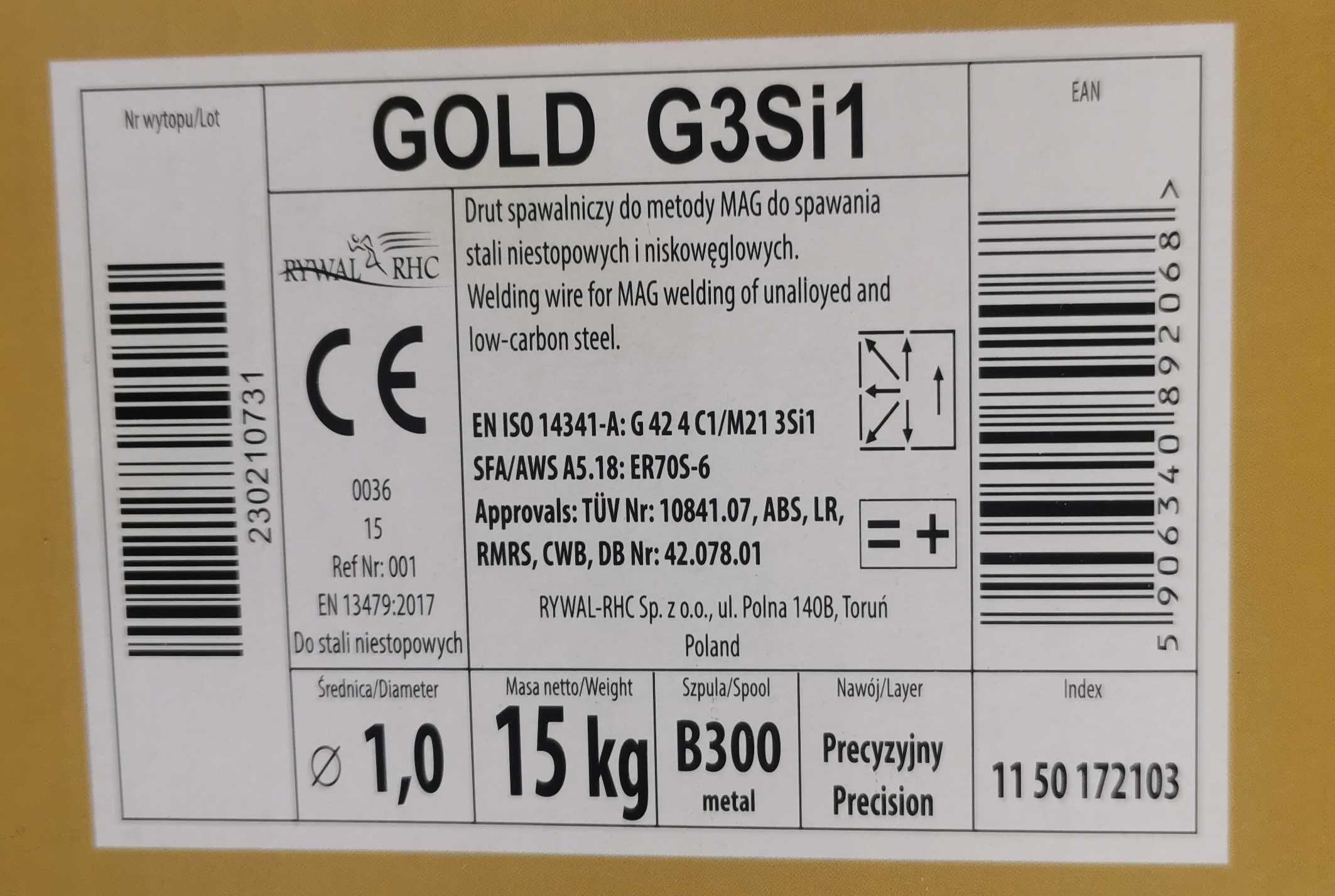 Drut spawalniczy Gold 1,0 15 kg