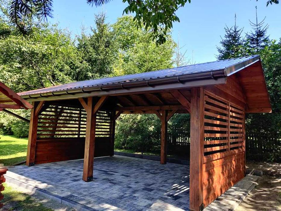 Taras, Barierka drewniana olchowa, Żaluzje regulowane, altany