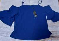 Блуза большого размера синяя с биркой