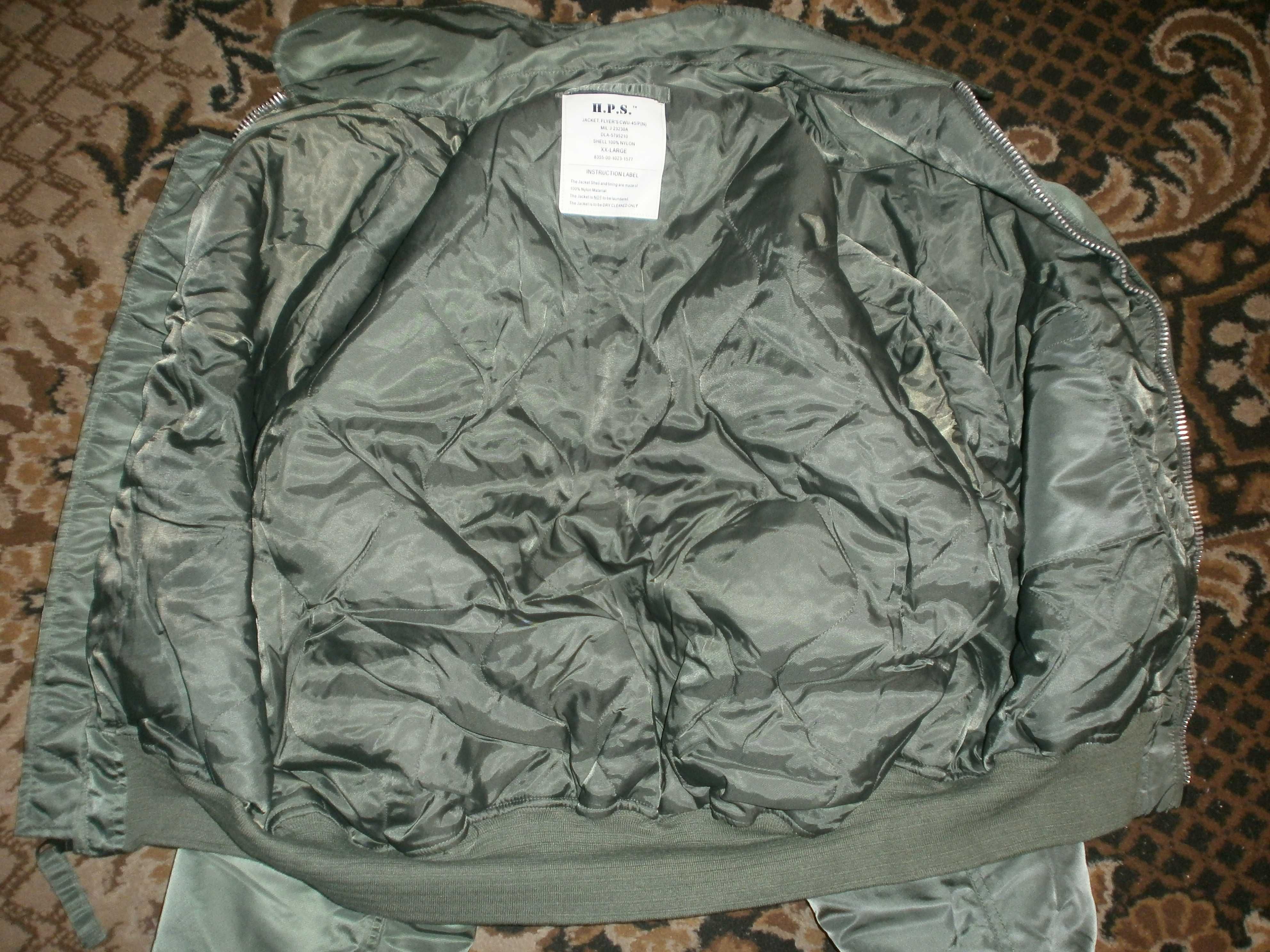 Куртка бомбер CWU -45P, HPS, олива, разм. XXL, наш 58. ПОГ-72 см