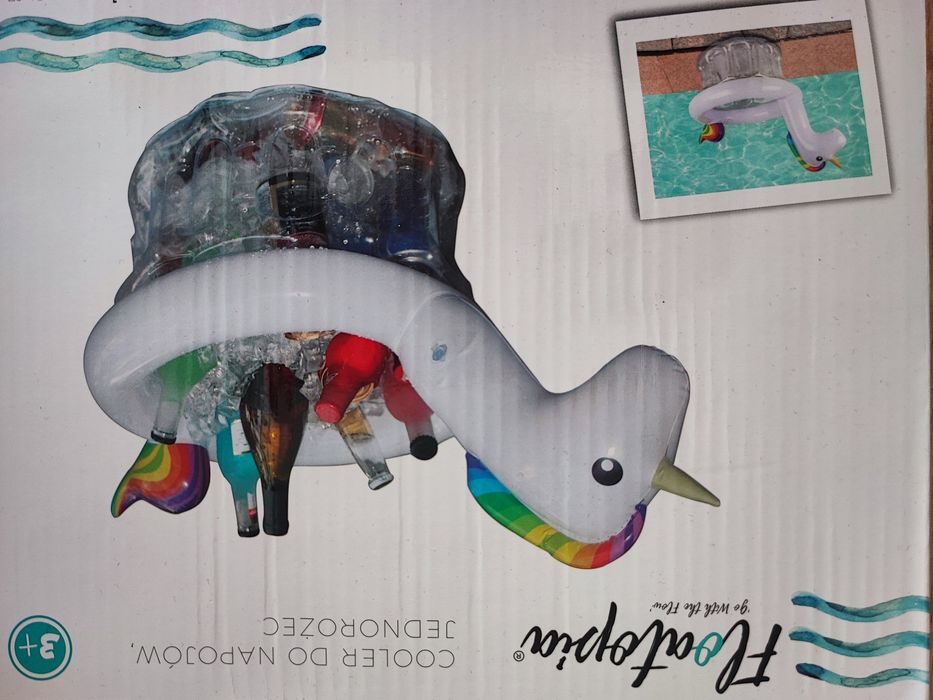 Pływający jednorożec. Cooler na napoje i lód do wody