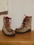 skórzane skandynawskie buty zimowe vintage renifer śniegowce futrzane