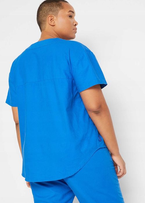 B.P.C lniana bluzka tunikowa niebieska ^40