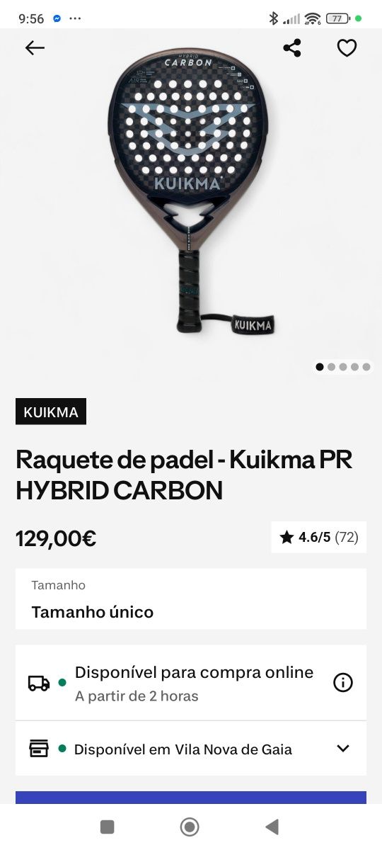Raquete de Padel Kuikma PR Hybrid Carbon
