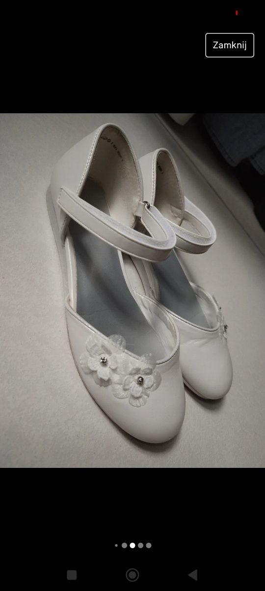 Buty białe balerinki baleriny dziewczęce buty komunijne Graceland 35