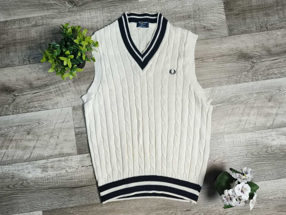 FRED PERRY жилет вязаний бавовняний чоловічий оригінальний XL