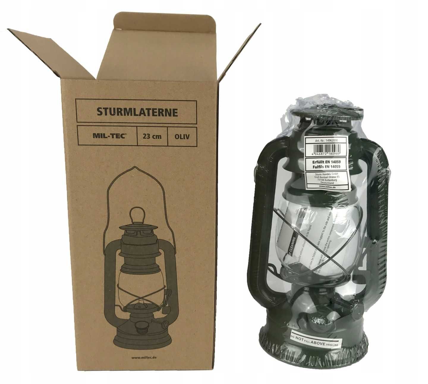 Lampa naftowa Mil-Tec 23cm oliwkowa - NOWA