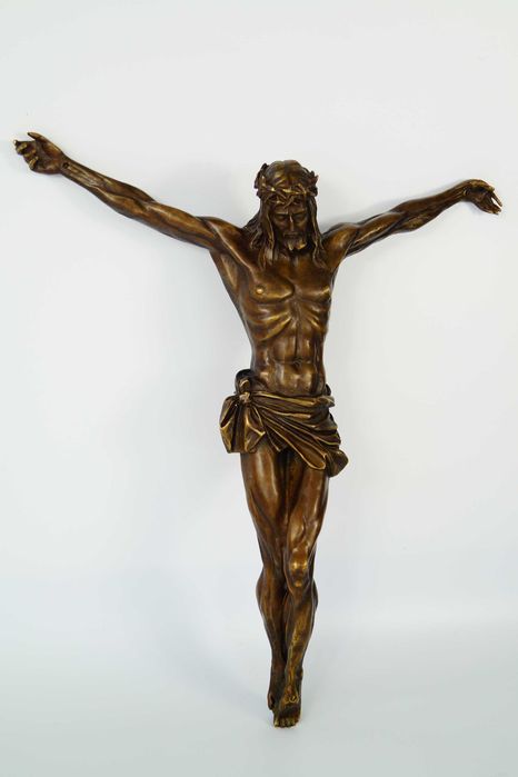 Duża figura JEZUS CHRYSTUS rzeźba z brązu pasyjka