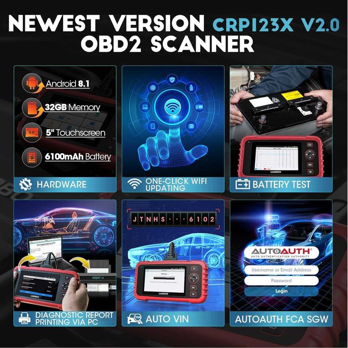 Launch CRP123X V2 Maquina Diagnóstico OBD Actualizações Grátis (NOVO)