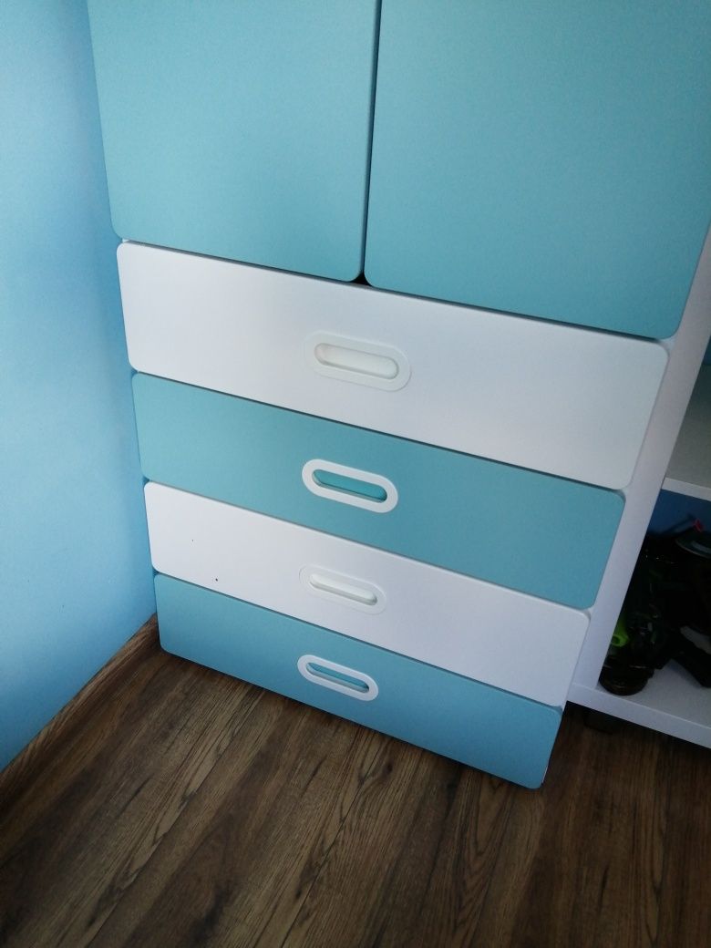 Szafa ikea SMÅSTAD / PLATSA 
Szafa, biały niebieski/z 3 szufladami