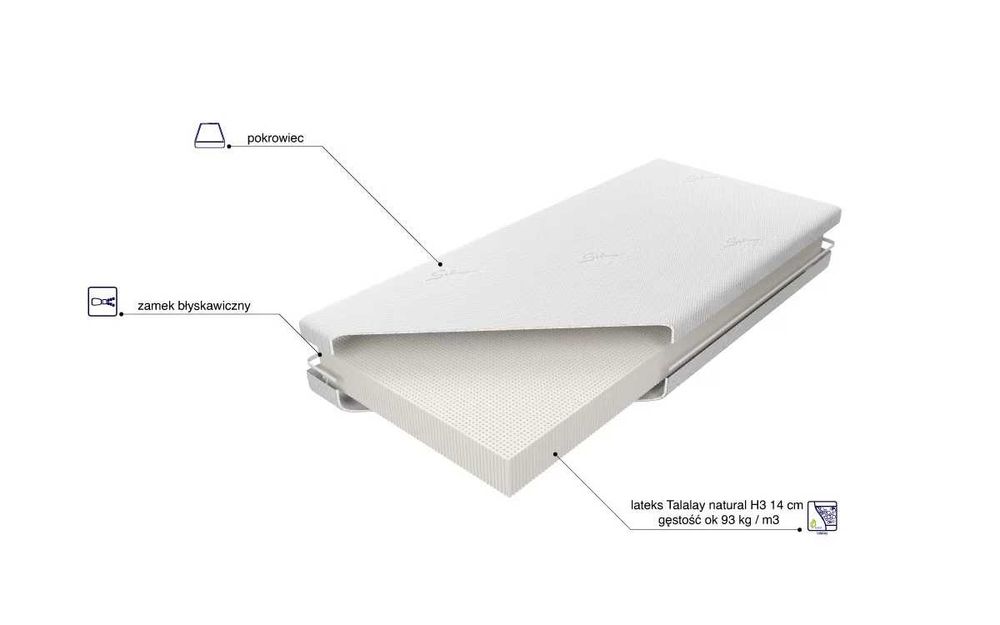 Materac Koło Sueno Talalay 180x200 , H2/H3 - Naturalny Lateks
