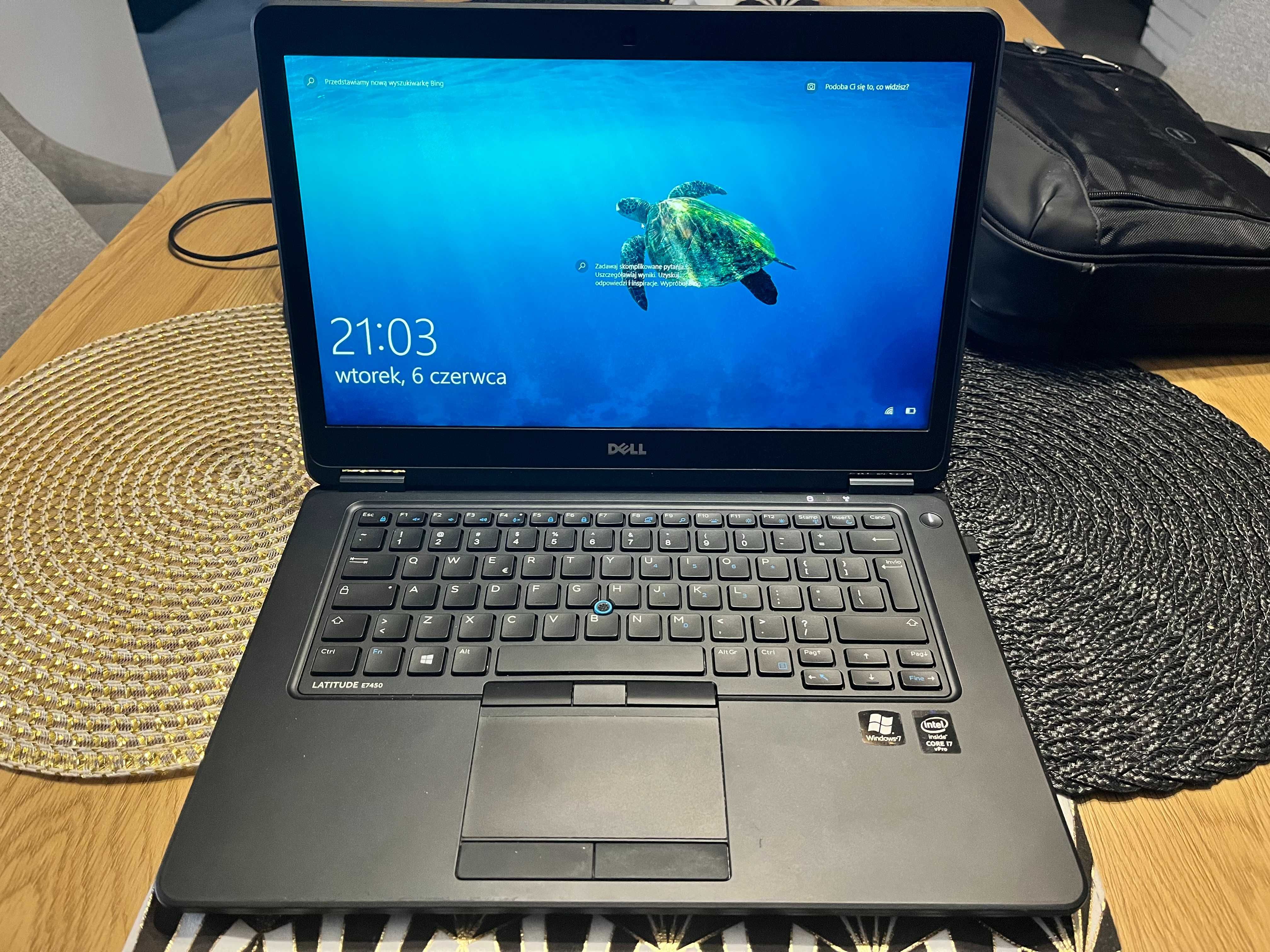 Laptop Dell Latitude E7450 + myszka bezprzewodowa + torba