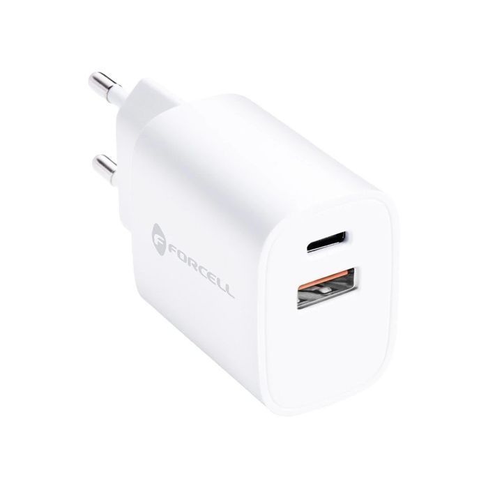 Ładowarka sieciowa FORCELL F-ENERGY Typ C + USB A PD QC4.0 3A 30W
