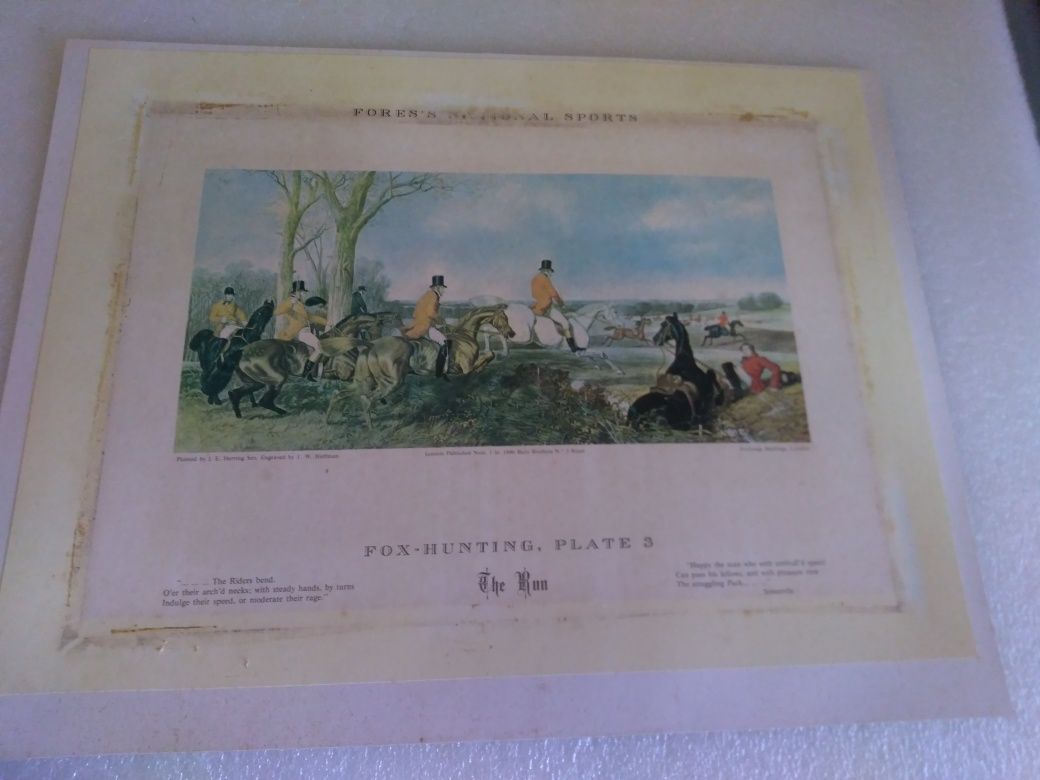 Antiga Gravura Inglesa Fox hunting. Plate 3 - The Run