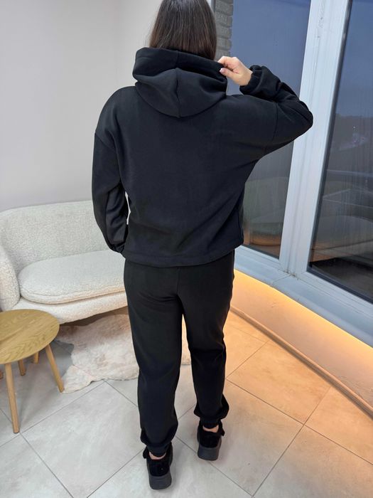 НА ЗИМУ! Жіночий теплий костюм фліс-велюр S-L шоколад графіт білий