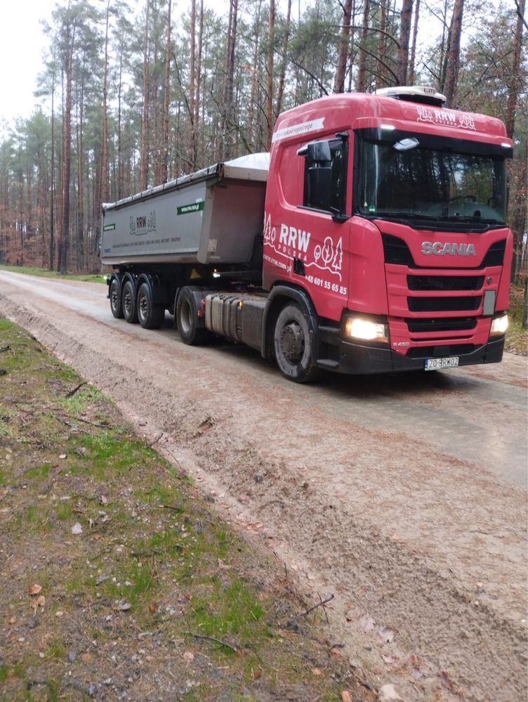 Wynajem maszyn budowlanych - ciągnik siodłowy + wanna, wywrotka