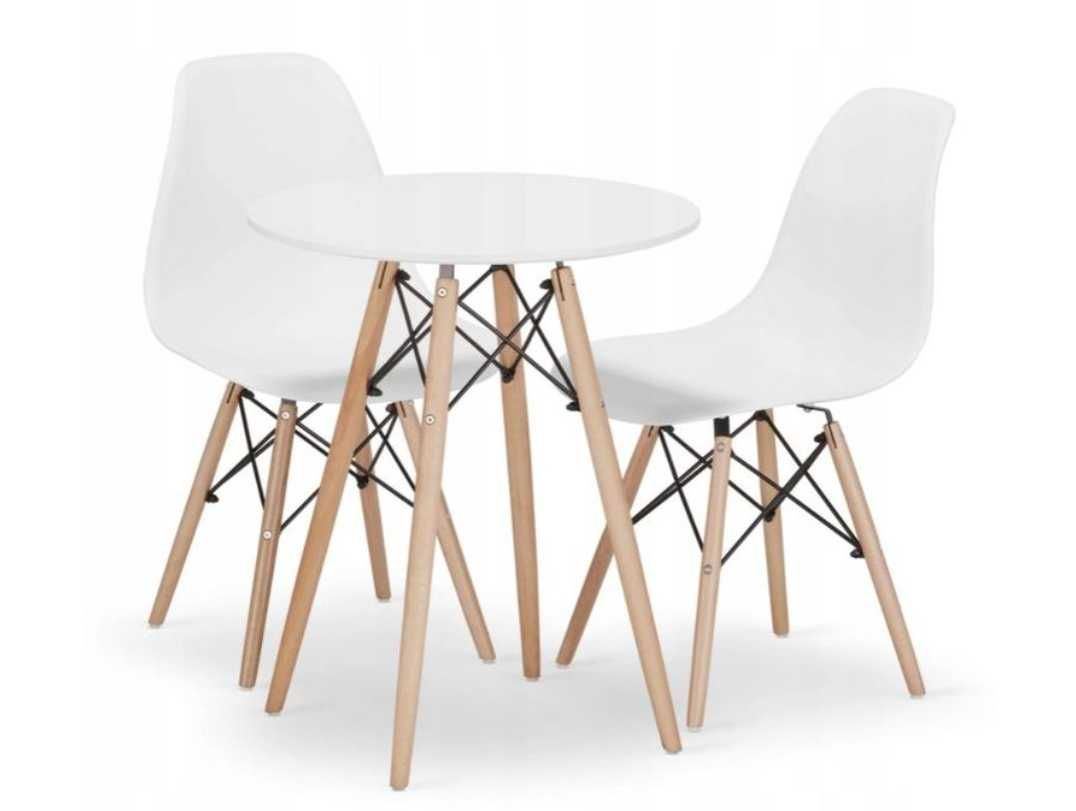 Stół + 2 Krzesła Nowoczesny Skandynawski styl, białe, modne