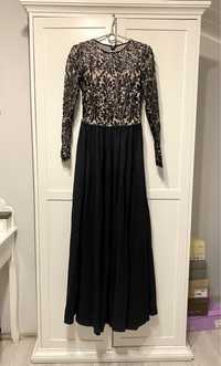 Suknia wieczorowa maxi, sukienka na studniowkę, czarna, długa, M 38