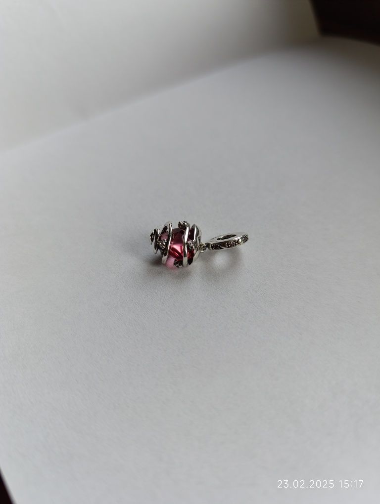 Nowa zawieszka charms serce różowe spirala 925 bransoletek Pandora