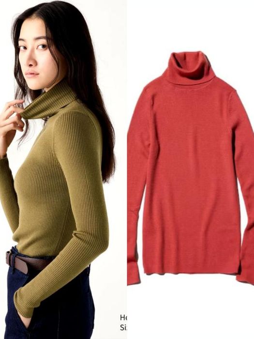 Гольф UNIQLO з високим коміром (ребристий) зі 100% мериносової вовни