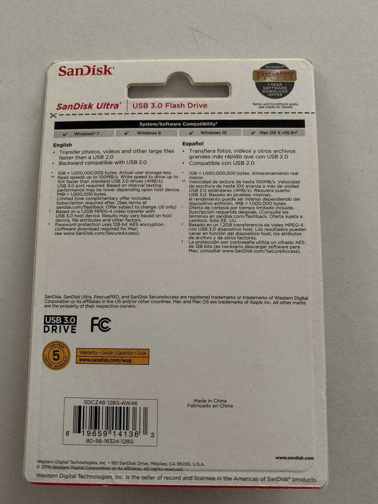Pendrive Sandisk Ultra 128Gb, Nowy