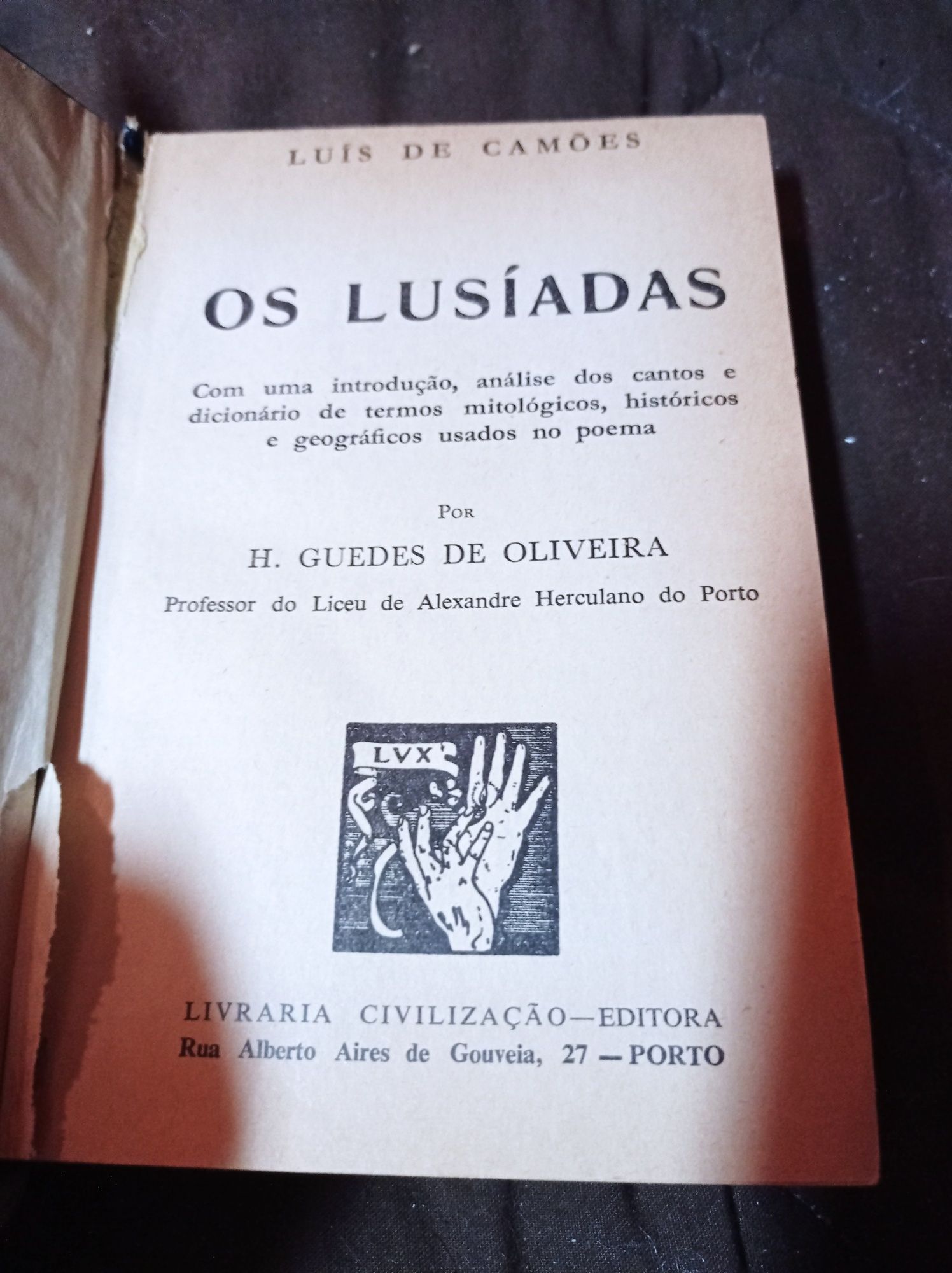 Livro Luís de Camões "Lusíadas" 1969